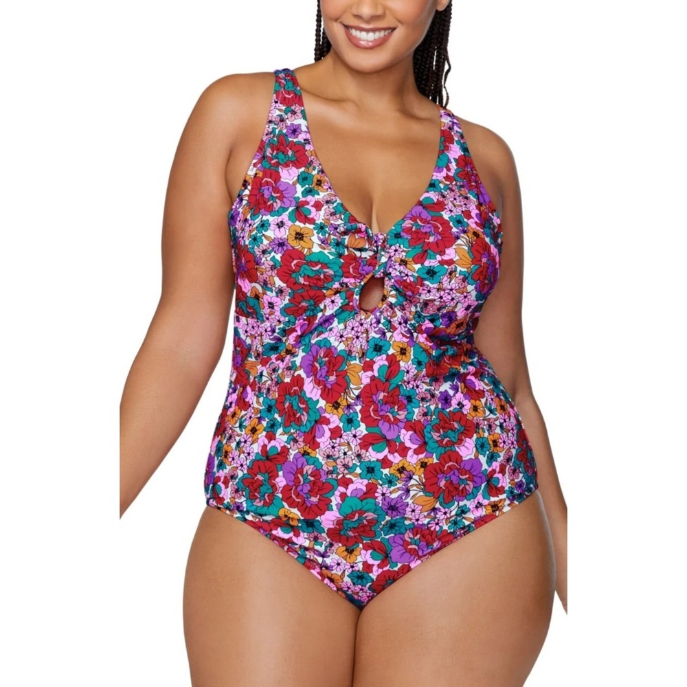 Raisins‎ Curve Muna Floral One Piece Swimsuit Full Coverage Multicolor 22W